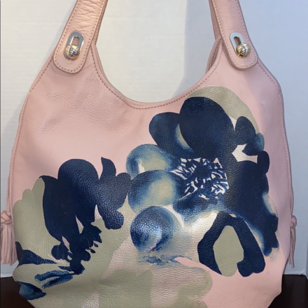 Pink flowered Elliott Luca leather handbag